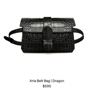Aria Belt Bag in Black Croc-Embossed Leather